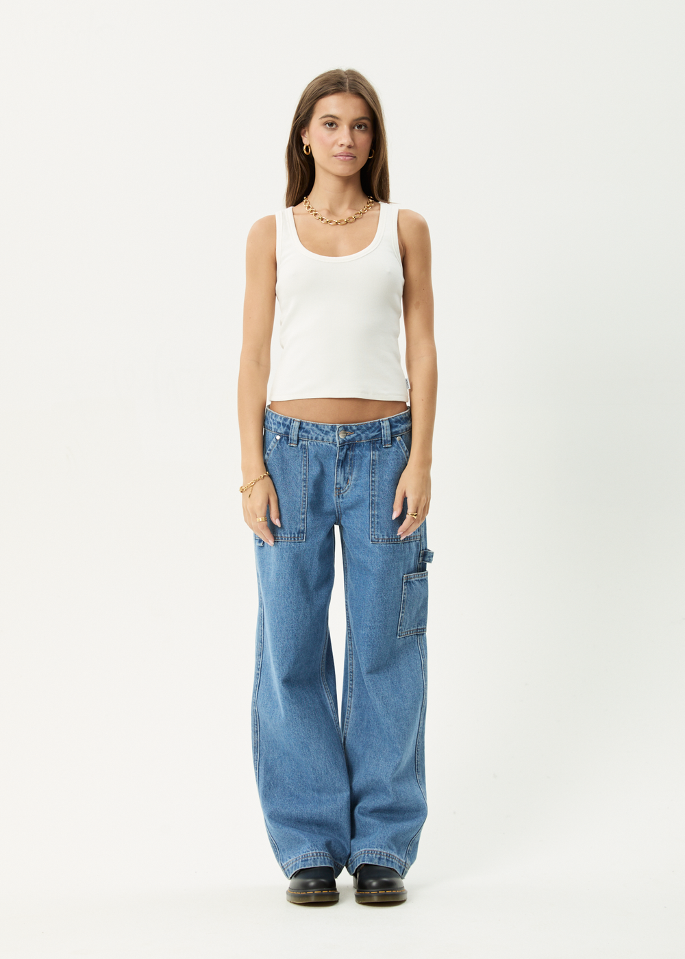 Womens Rib Singlet Layden - White - AFENDS
