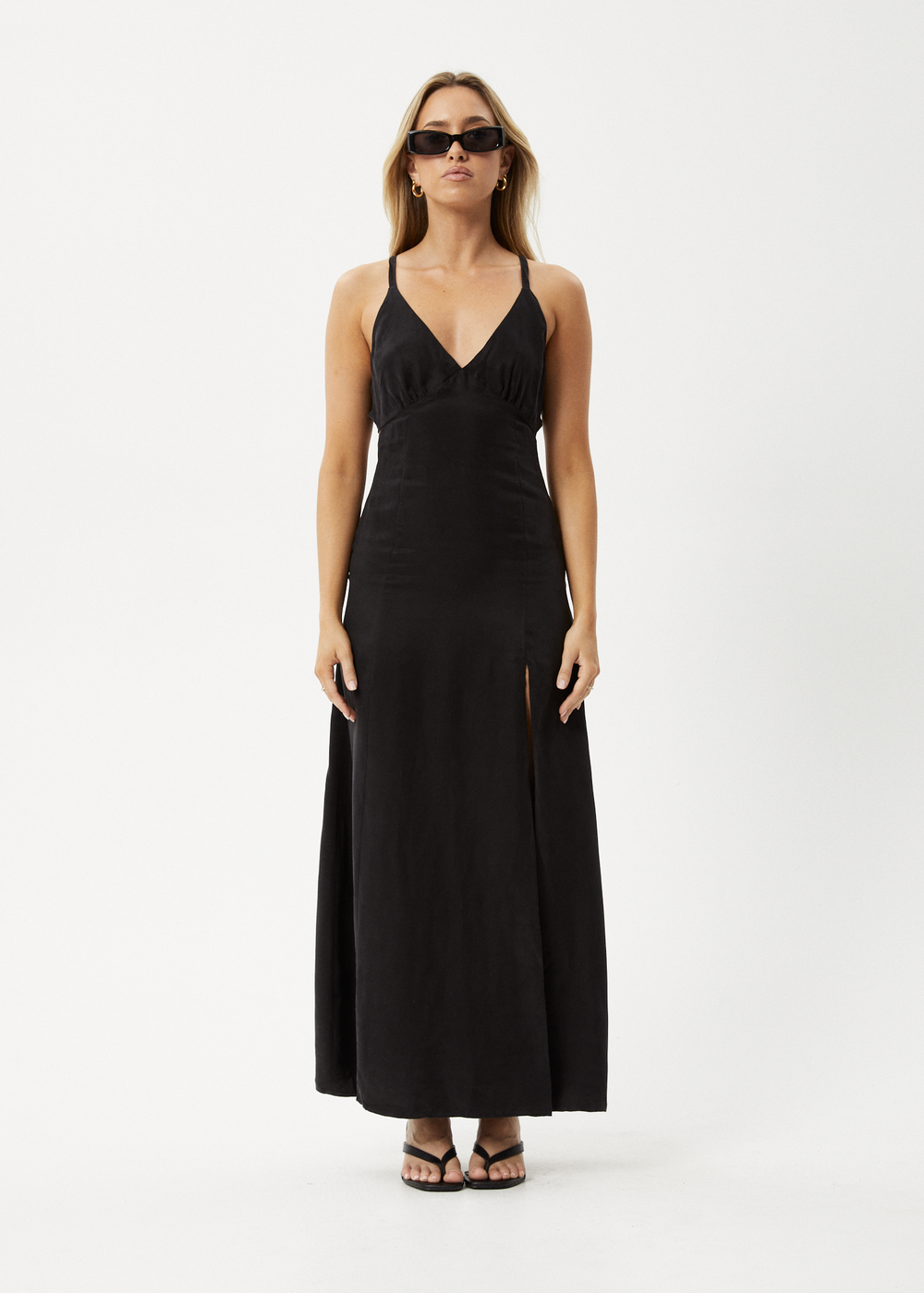 Womens Cupro Maxi Dress Grace - Black - AFENDS