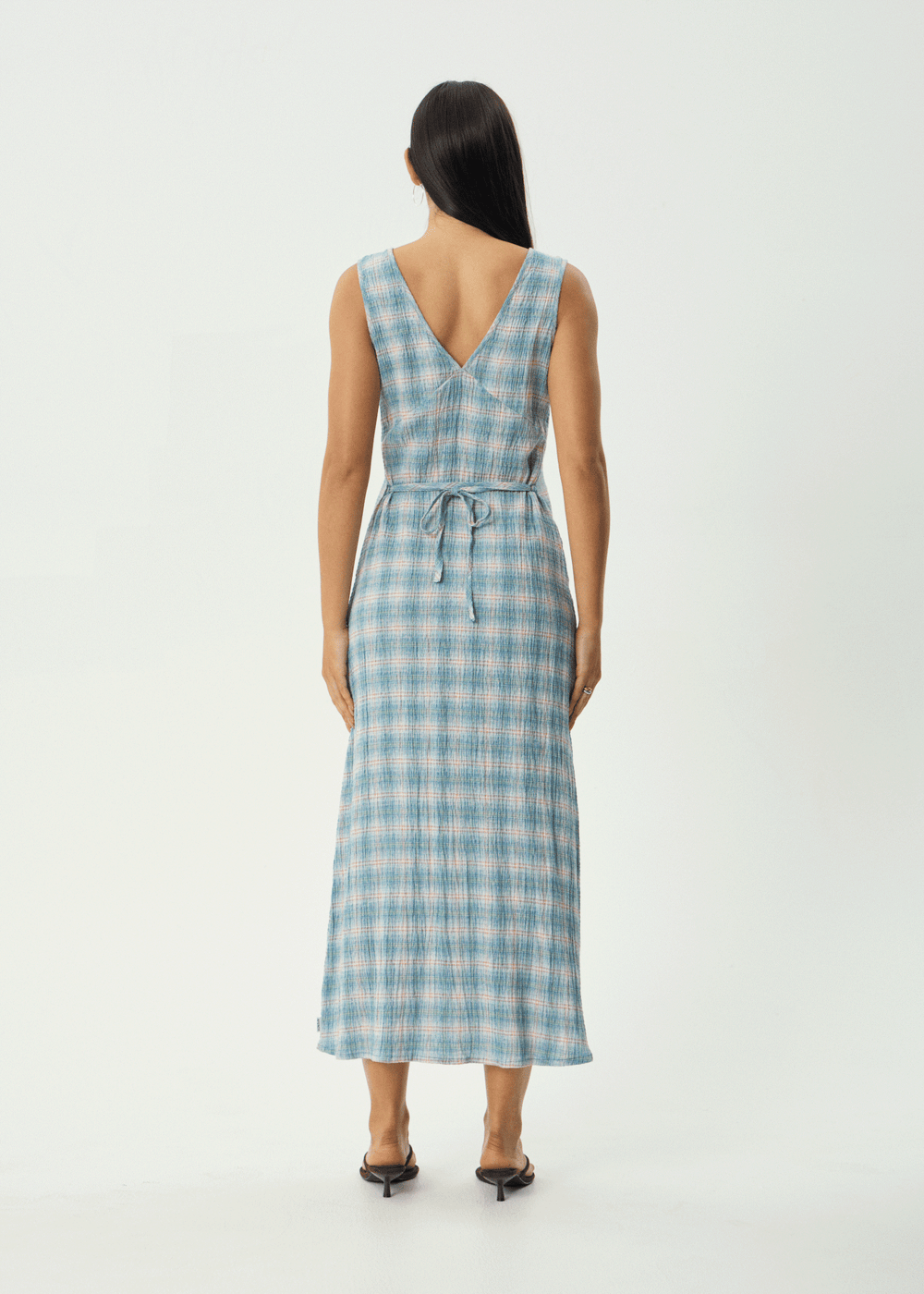 Womens Seersucker Maxi Dress Tully - Position Lake Check - AFENDS