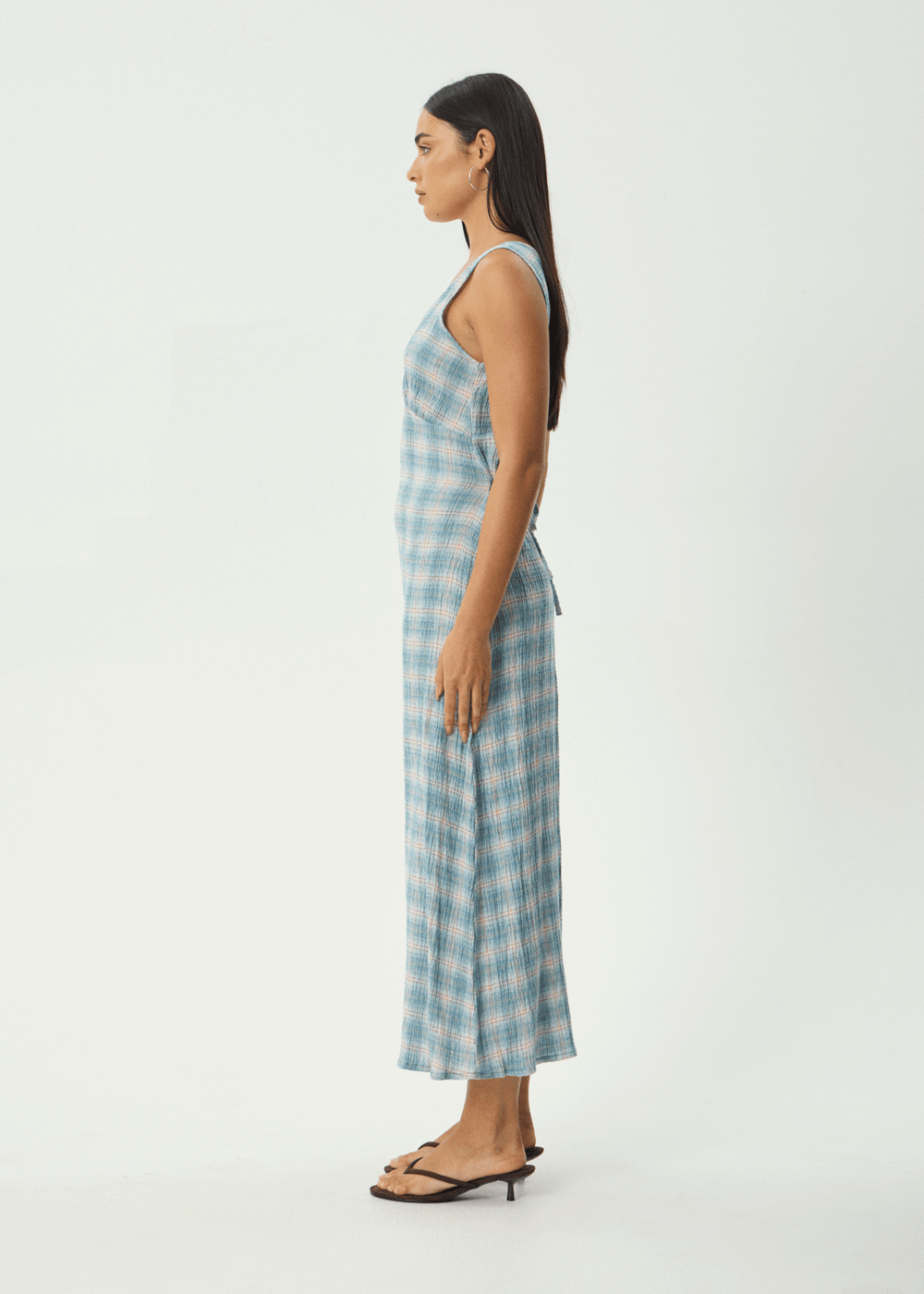 Womens Seersucker Maxi Dress Tully - Position Lake Check - AFENDS