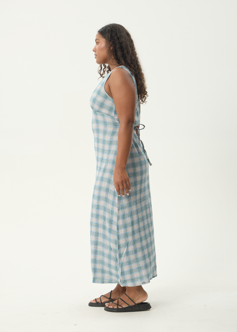 Womens Seersucker Maxi Dress Tully - Position Lake Check - AFENDS