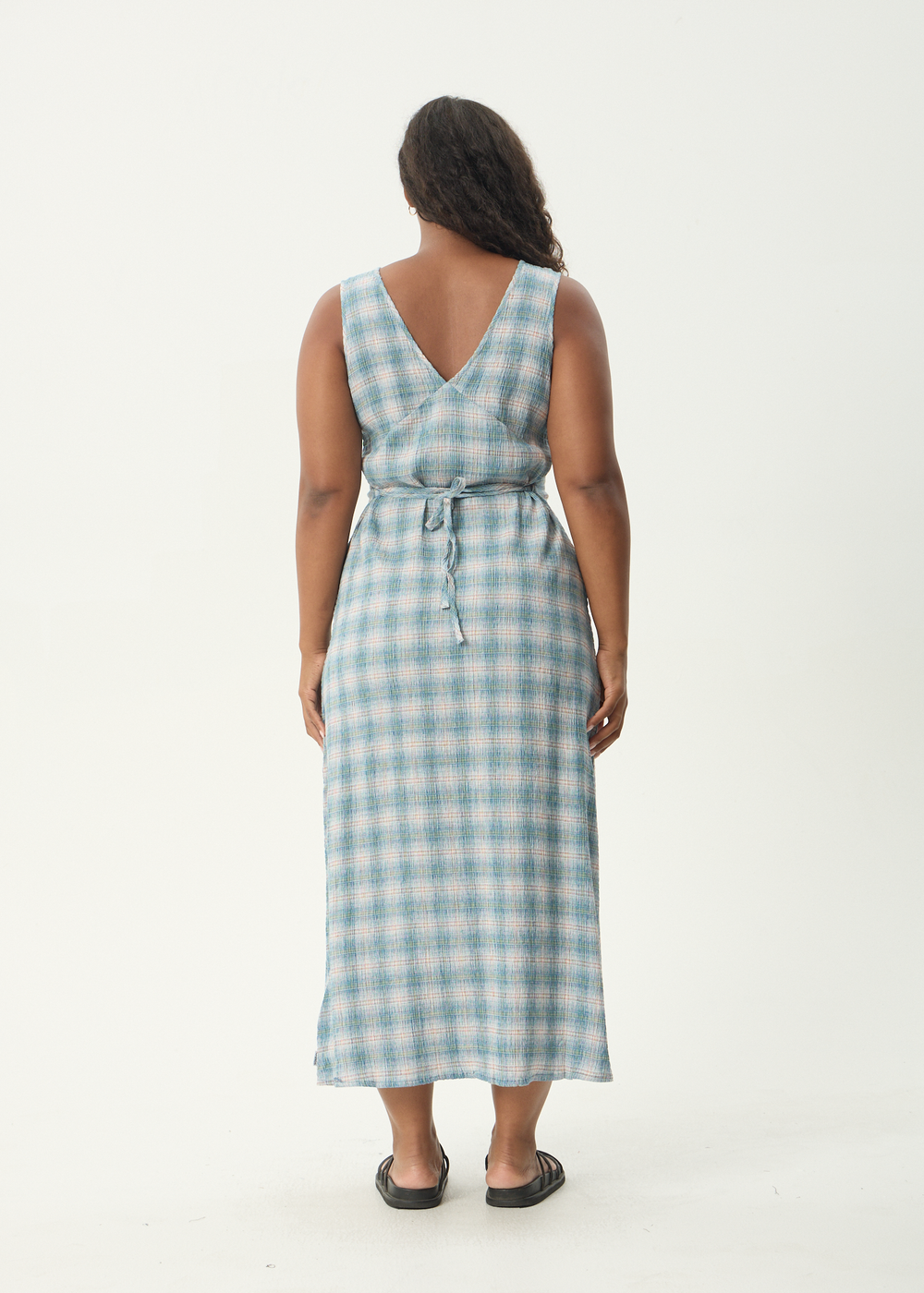 Womens Seersucker Maxi Dress Tully - Position Lake Check - AFENDS