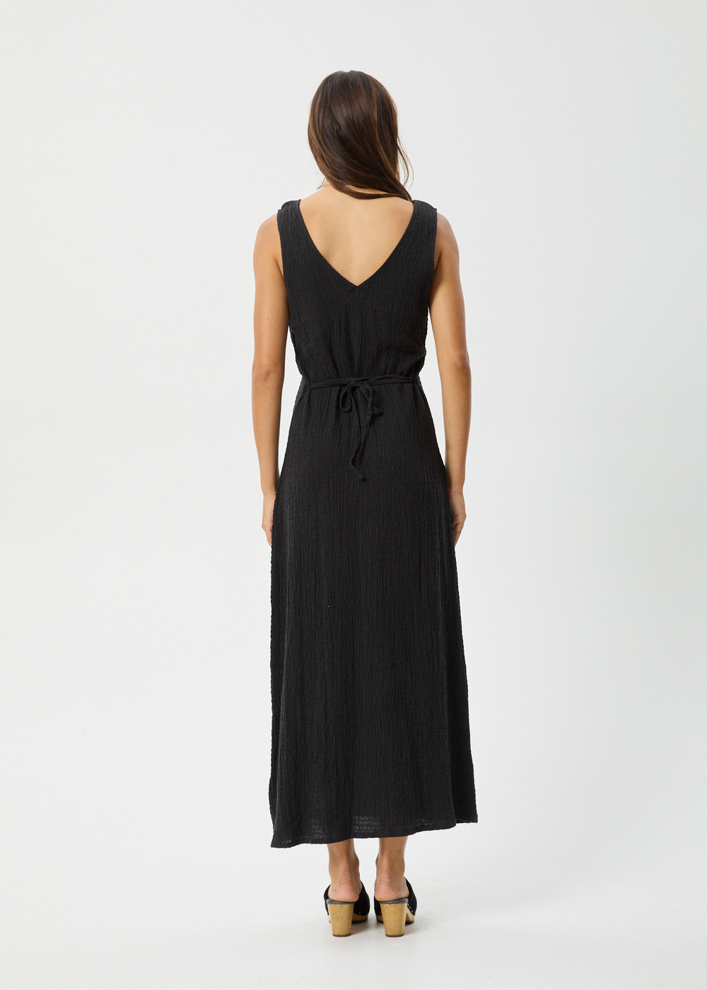 Womens Seersucker Maxi Dress Tully - Black - AFENDS