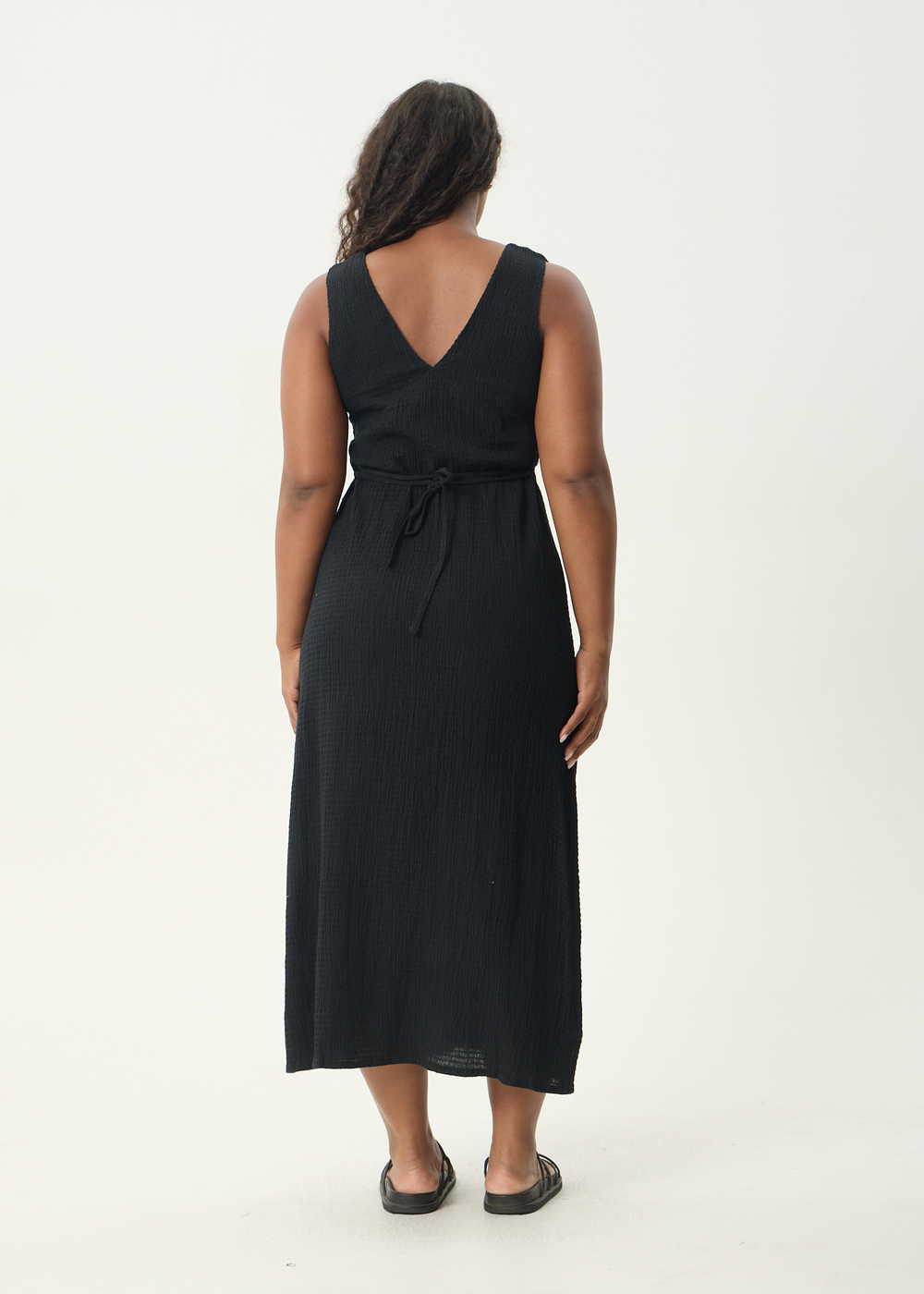 Womens Seersucker Maxi Dress Tully - Black - AFENDS