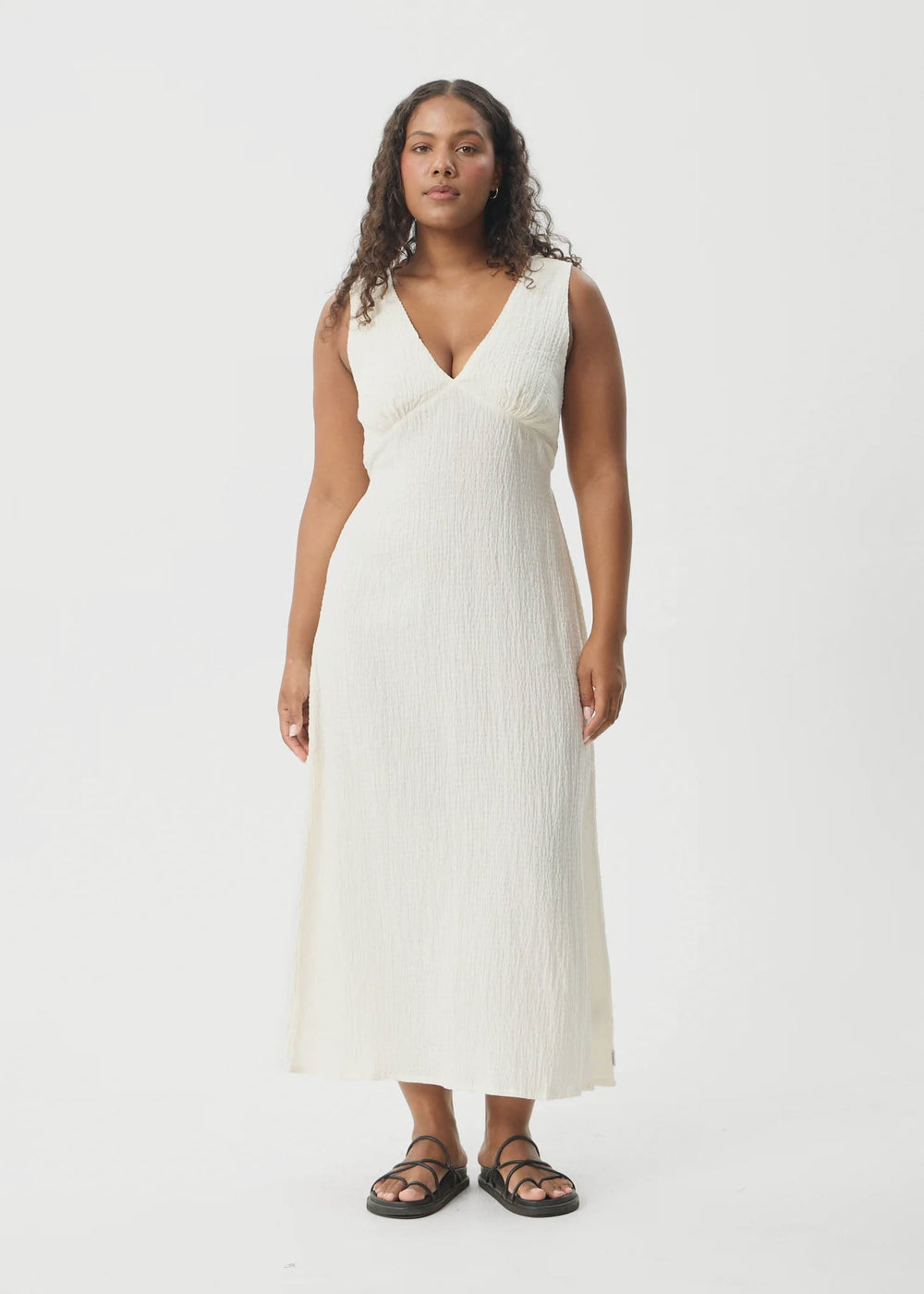 Womens Seersucker Maxi Dress Tully - Off White - AFENDS