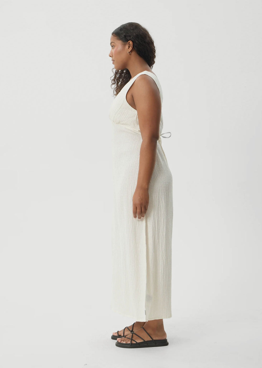 Womens Seersucker Maxi Dress Tully - Off White - AFENDS