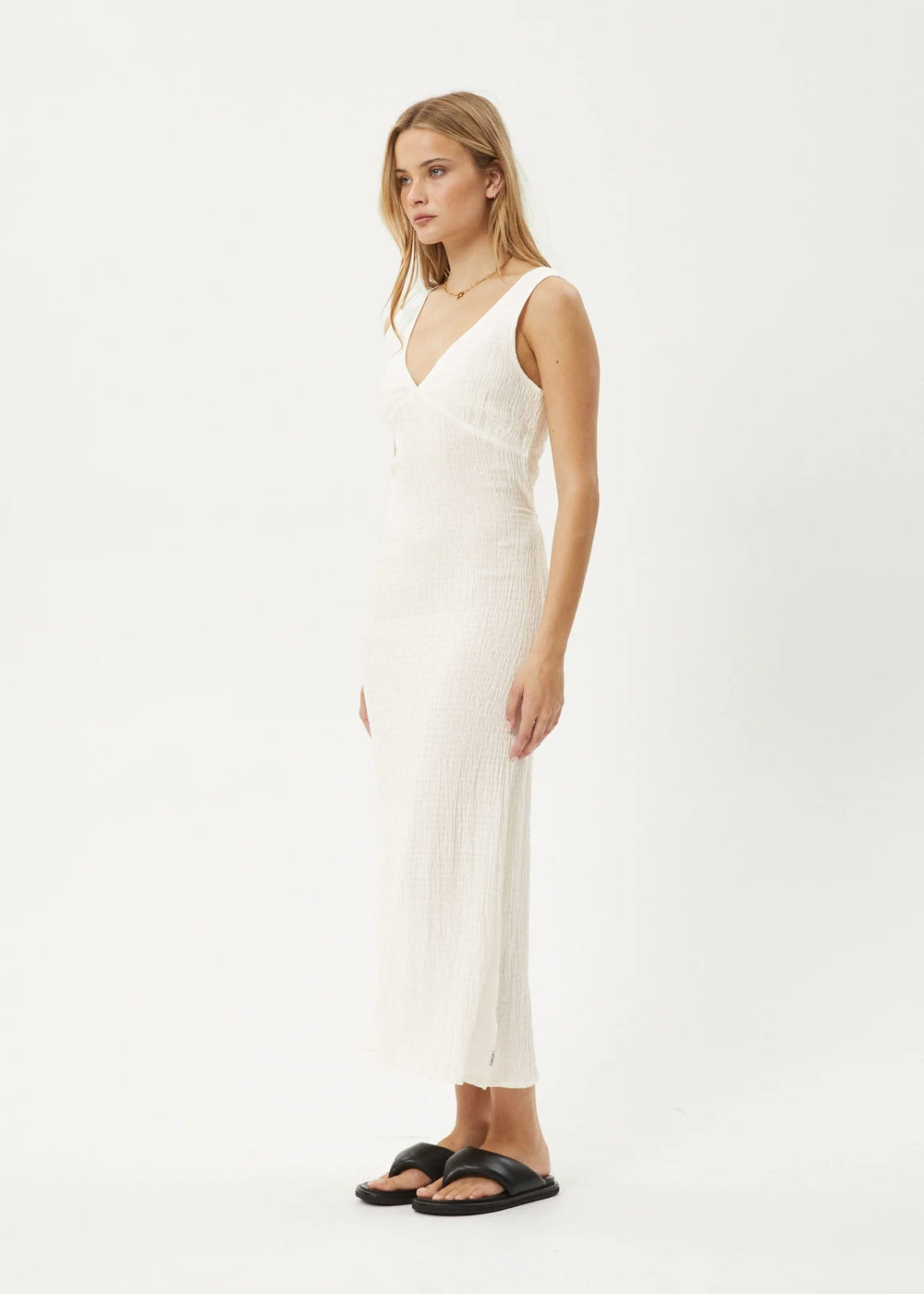 Womens Seersucker Maxi Dress Tully - Off White - AFENDS