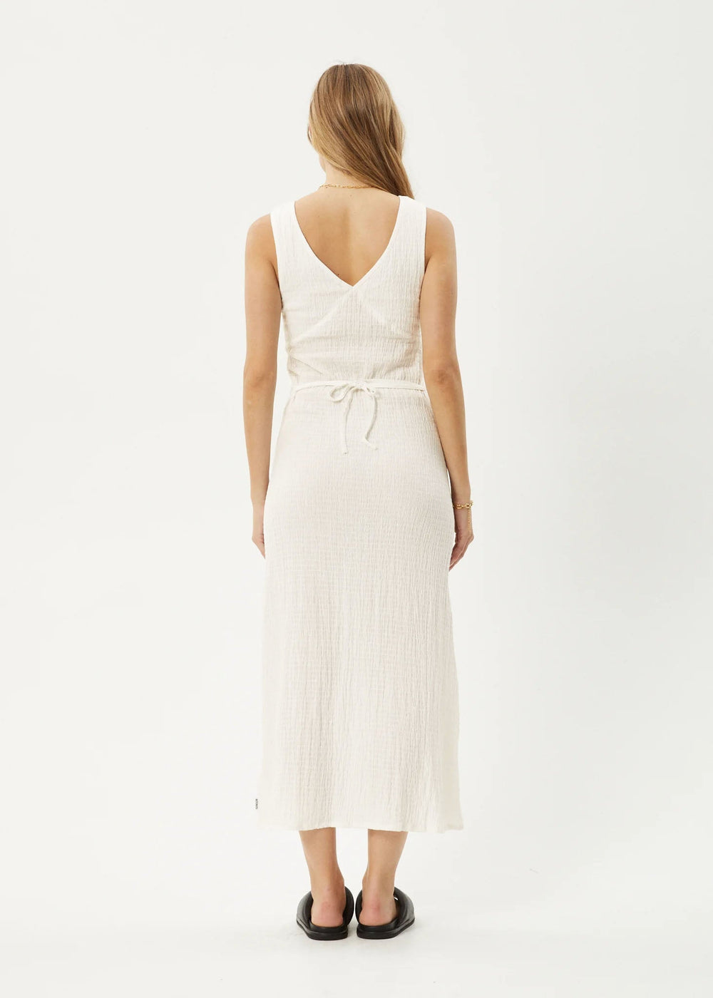 Womens Seersucker Maxi Dress Tully - Off White - AFENDS