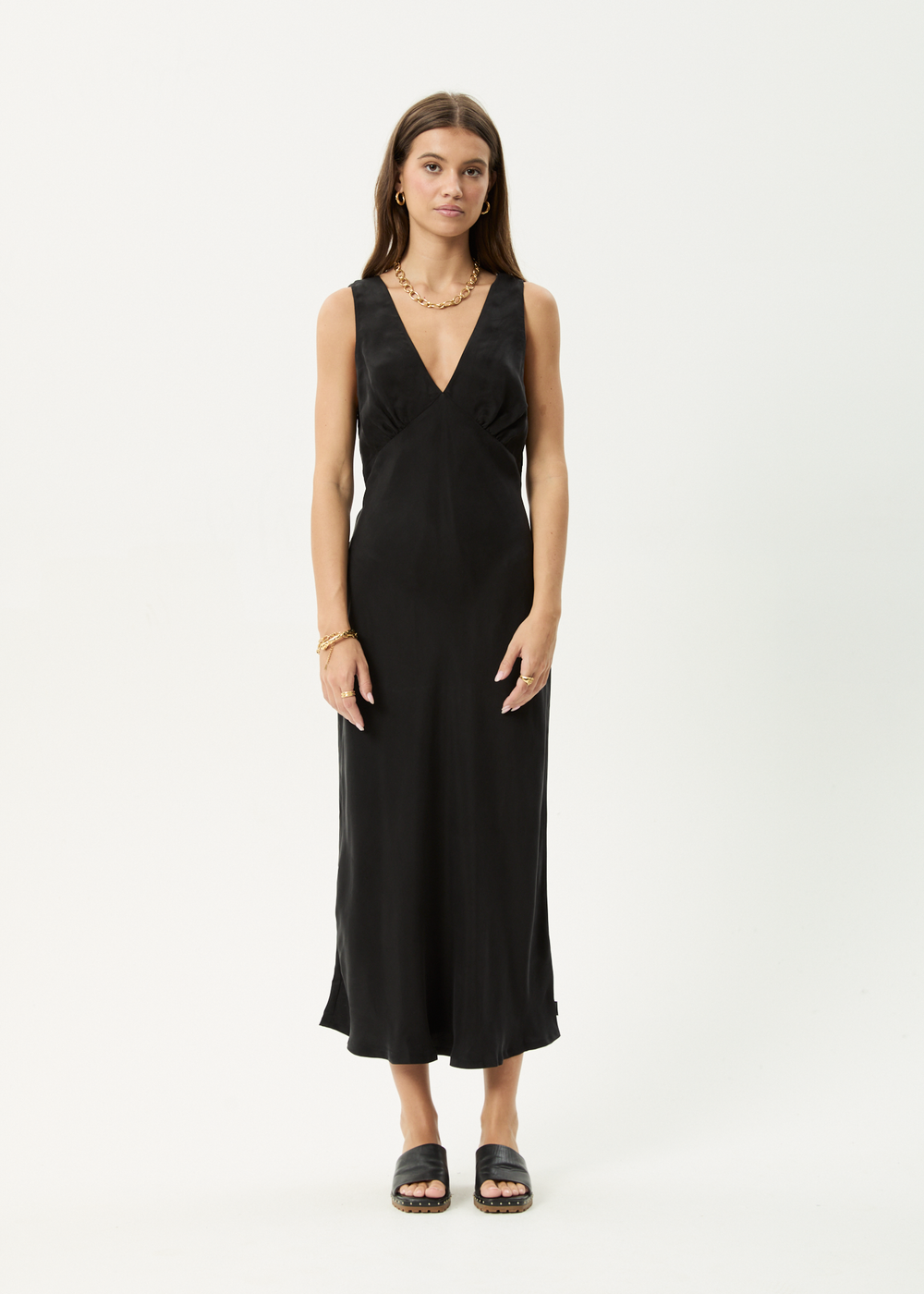 Womens Cupro Maxi Dress Gia - Black - AFENDS