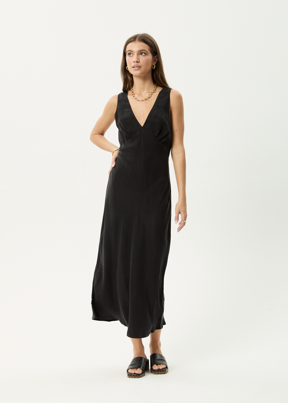 Womens Cupro Maxi Dress Gia - Black - AFENDS