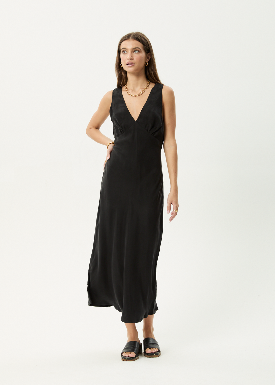 Gia Cupro Maxi Dress – Black