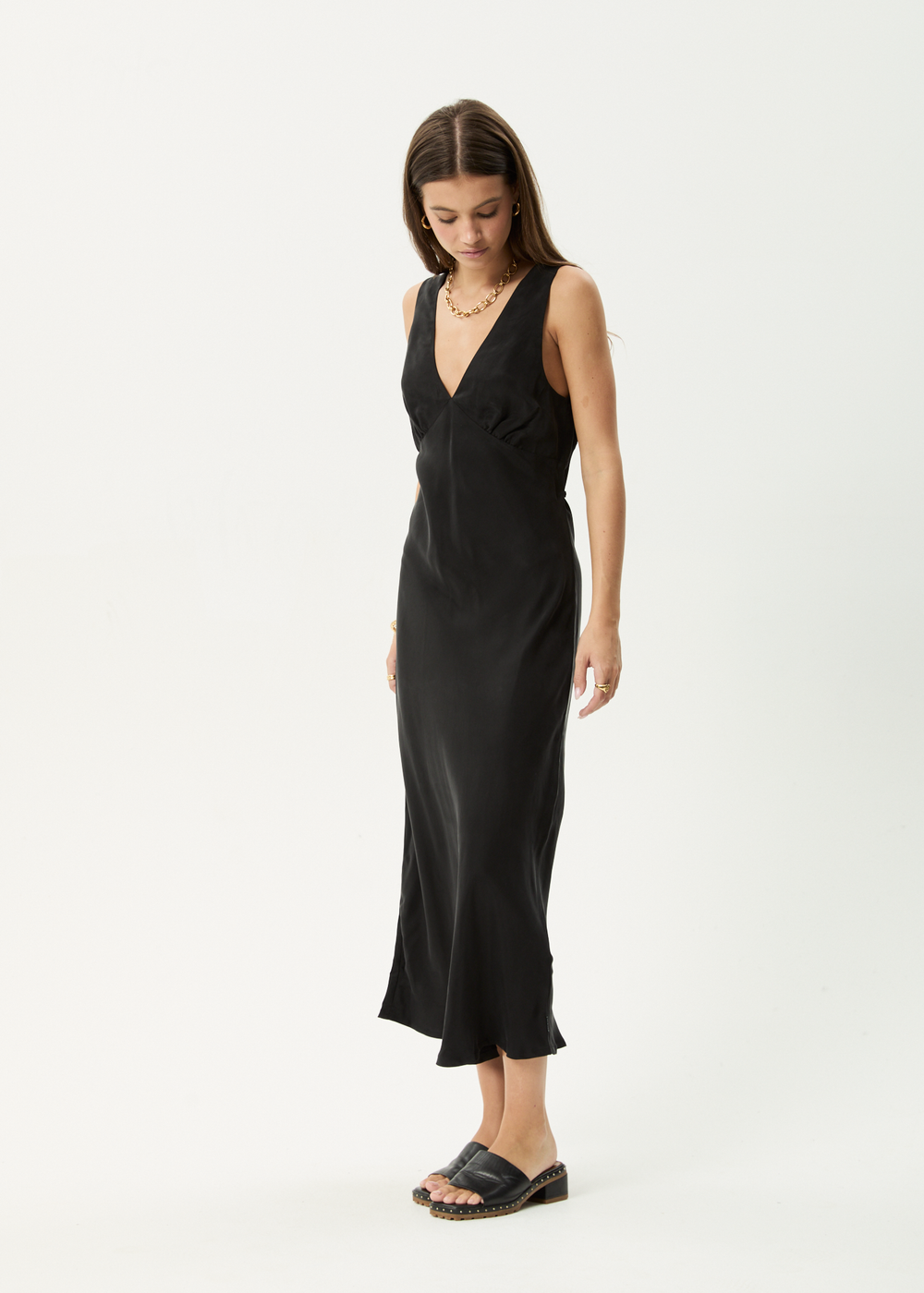 Womens Cupro Maxi Dress Gia - Black - AFENDS