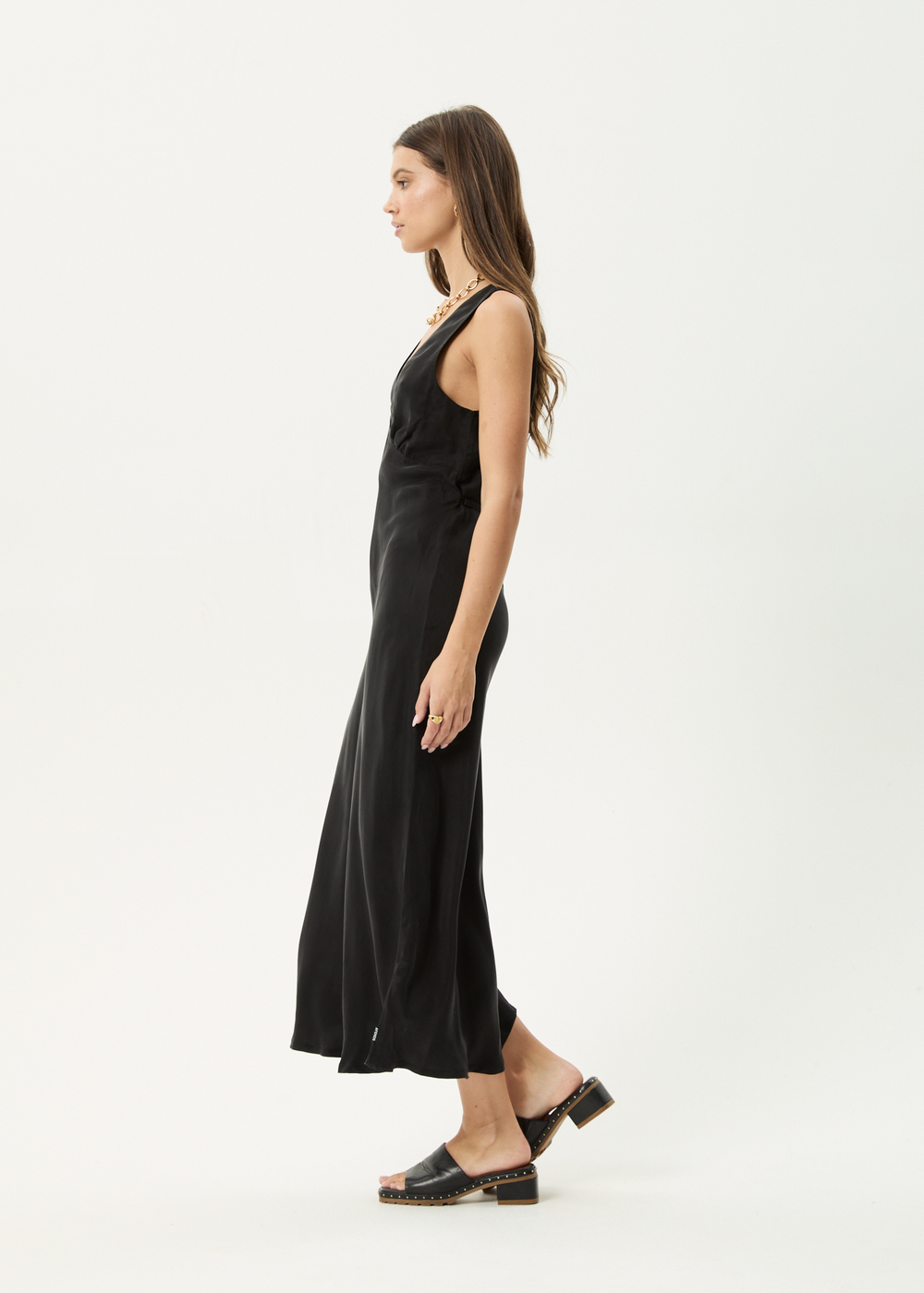 Womens Cupro Maxi Dress Gia - Black - AFENDS