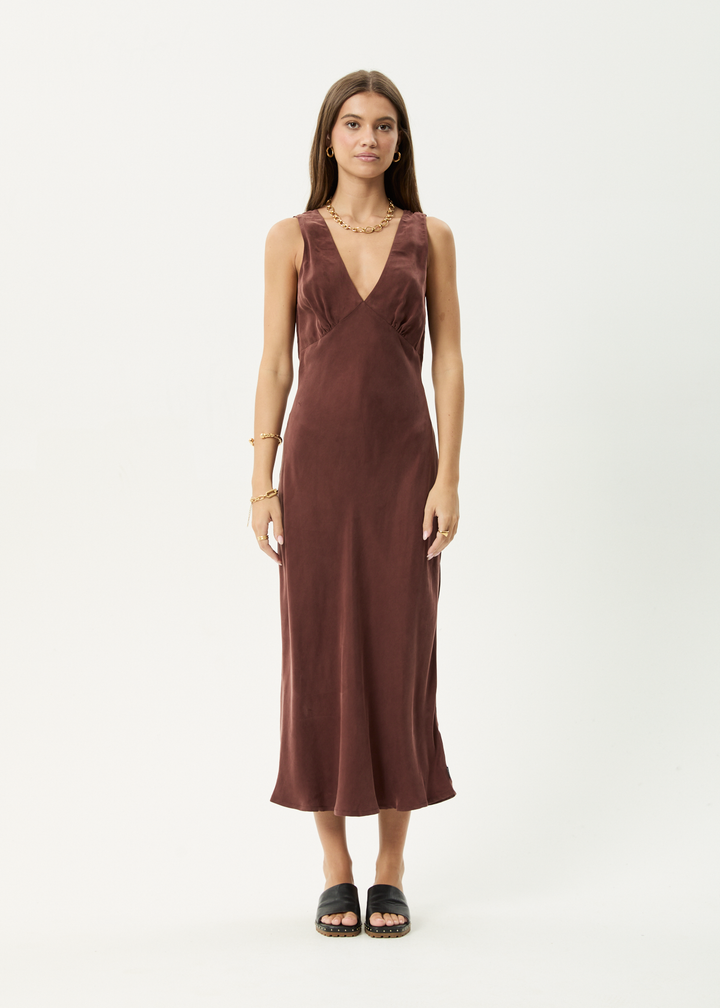 Gia Cupro Maxi Dress – Hazelnut