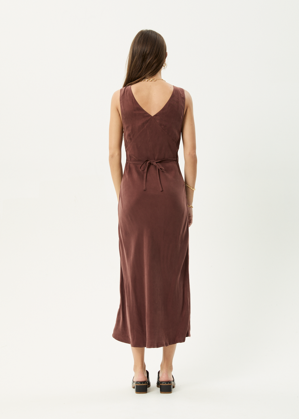 Womens Cupro Maxi Dress Gia - Hazelnut - AFENDS