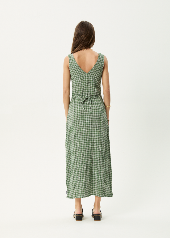 Tully Seersucker Maxi Dress – Deep Green Check