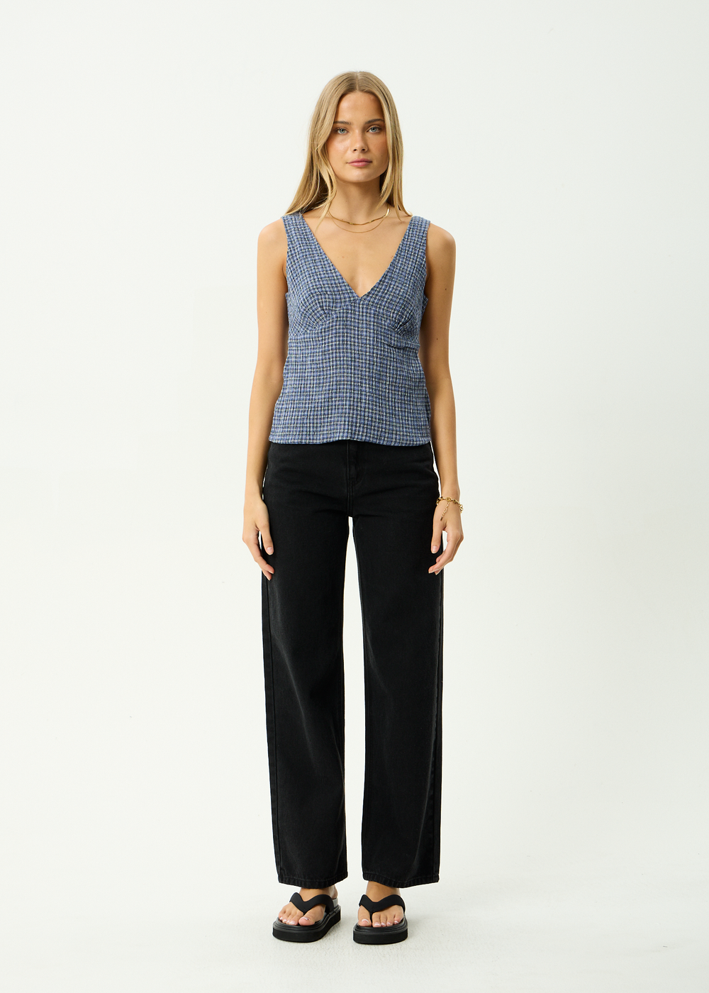 Womens Seersucker Top Giselle - Marlin - AFENDS