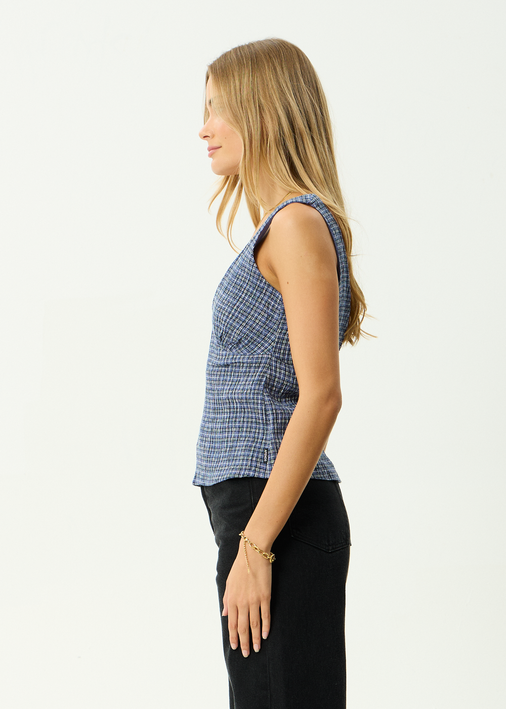 Womens Seersucker Top Giselle - Marlin - AFENDS