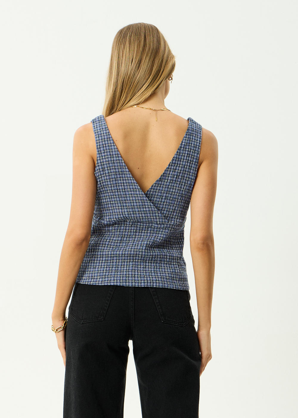 Womens Seersucker Top Giselle - Marlin - AFENDS