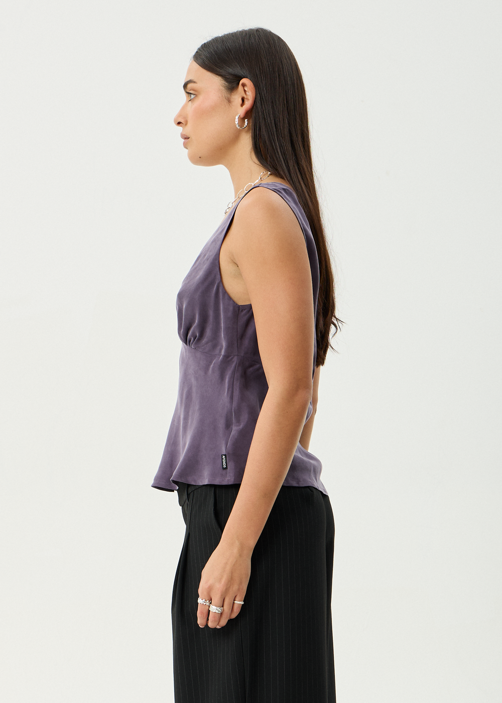 Womens Cupro Sleeveless Top Giselle - Aubergine - AFENDS