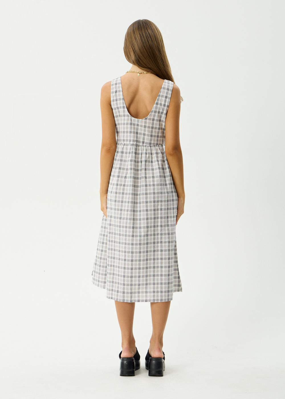Womens Seersucker Midi Dress Leo - Black / White - AFENDS