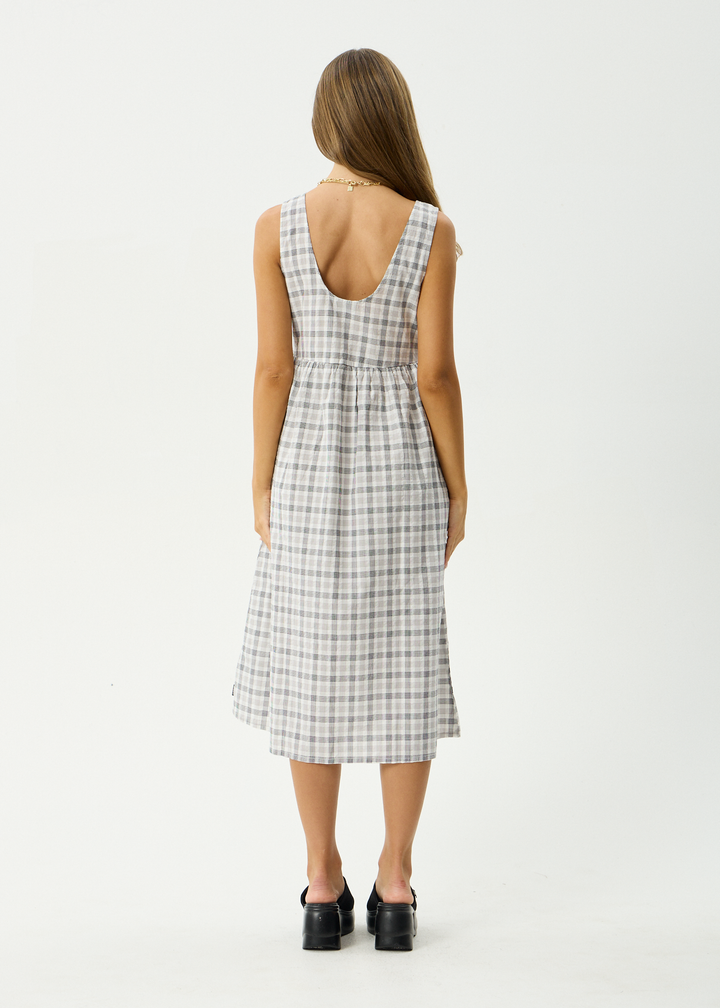 Leo Seersucker Midi Dress – Black White