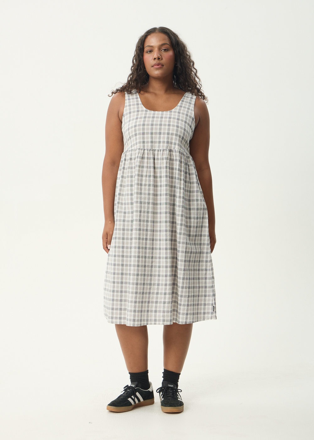 Womens Seersucker Midi Dress Leo - Black / White - AFENDS