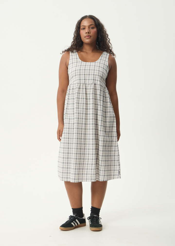 Leo Seersucker Midi Dress – Black White