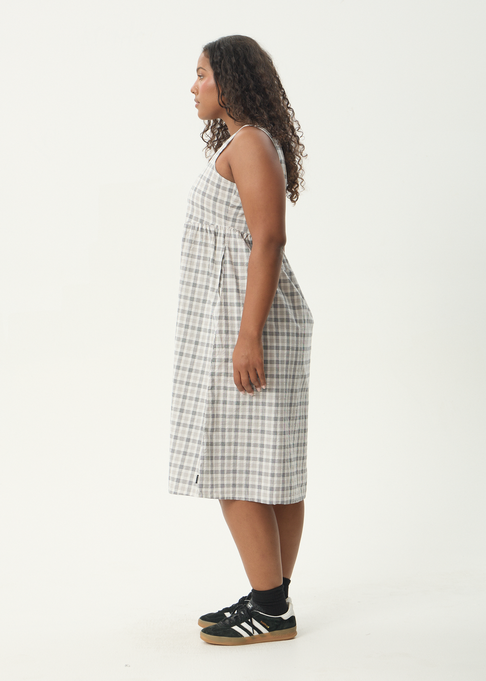 Womens Seersucker Midi Dress Leo - Black / White - AFENDS
