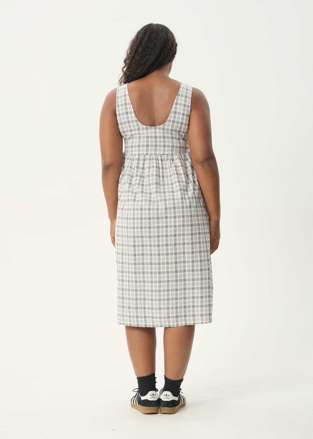 Womens Seersucker Midi Dress Leo - Black / White - AFENDS