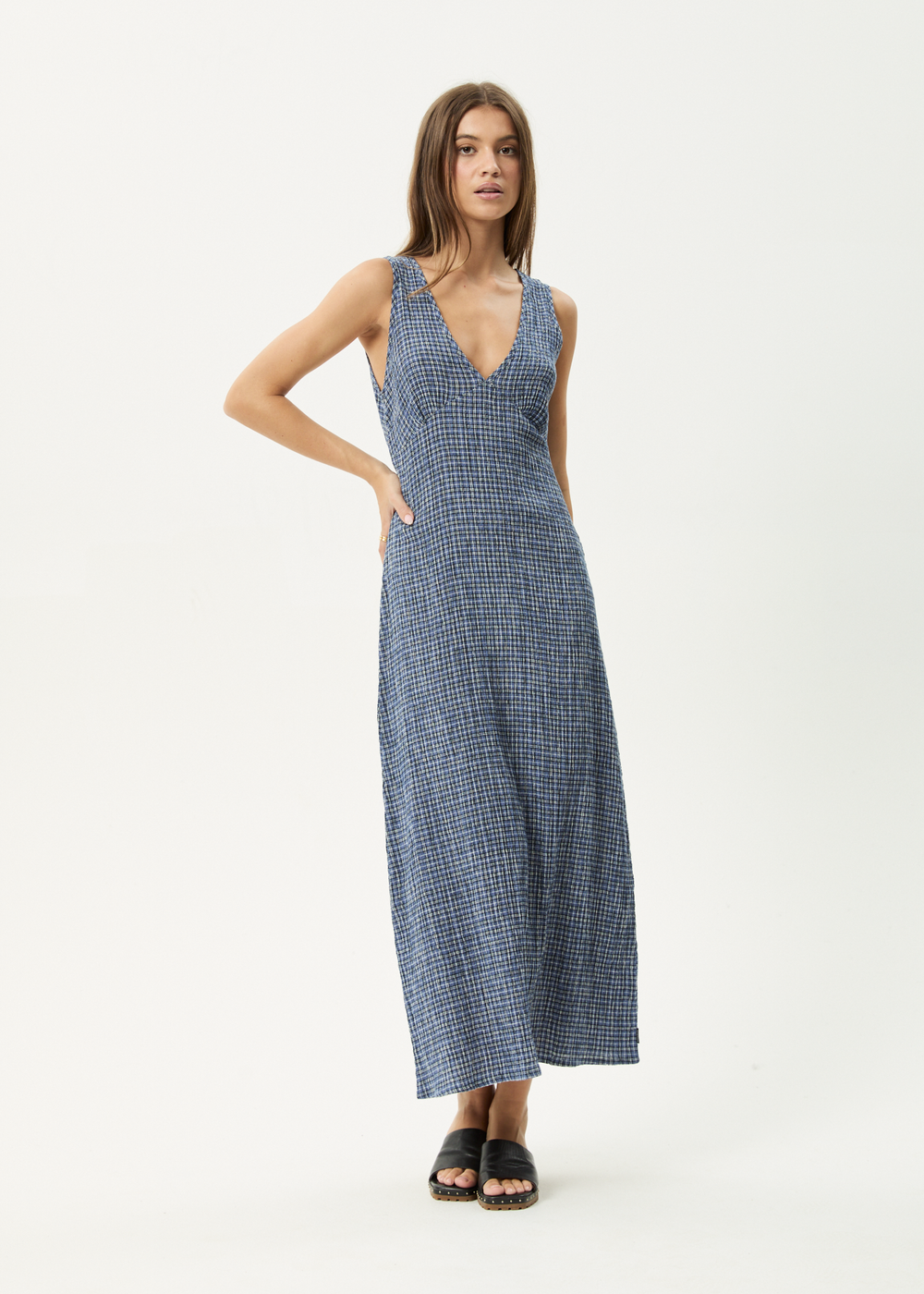 Womens Seersucker Maxi Dress Tully - Marlin - AFENDS
