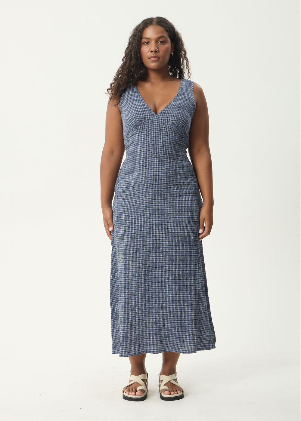 Womens Seersucker Maxi Dress Tully - Marlin - AFENDS