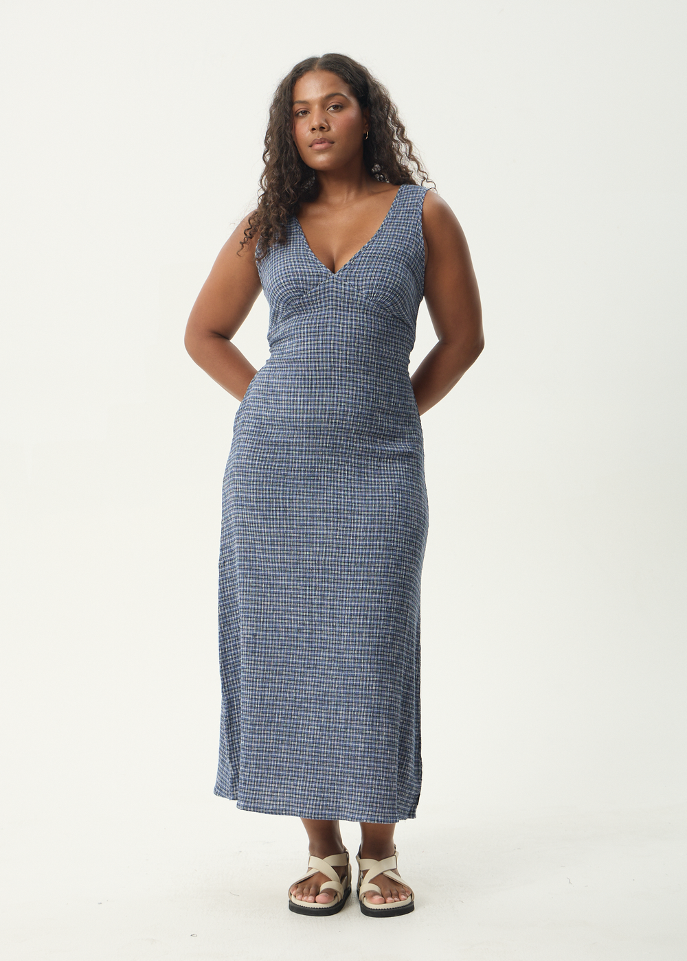 Womens Seersucker Maxi Dress Tully - Marlin - AFENDS