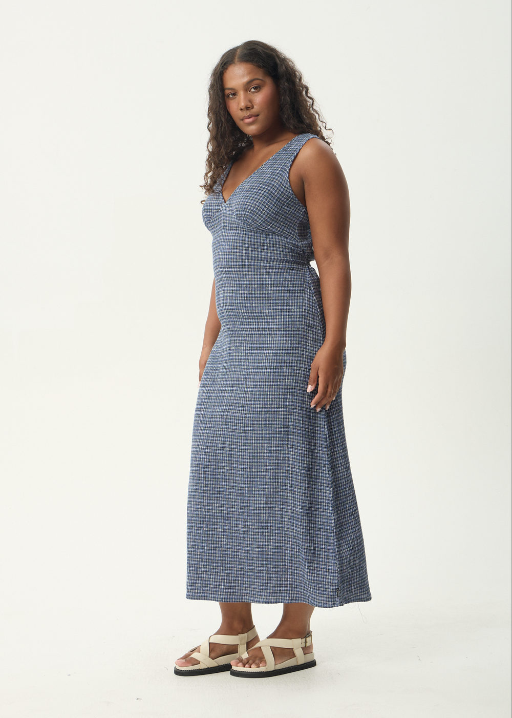 Womens Seersucker Maxi Dress Tully - Marlin - AFENDS