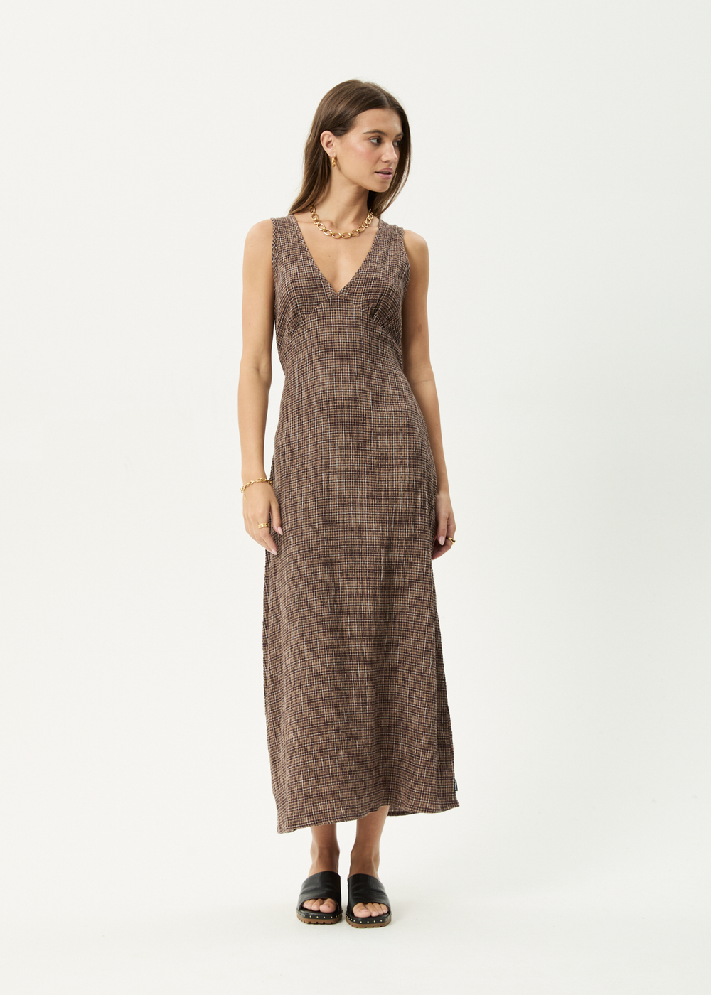 Womens Seersucker Maxi Dress Tully - Hometown Coffee - AFENDS