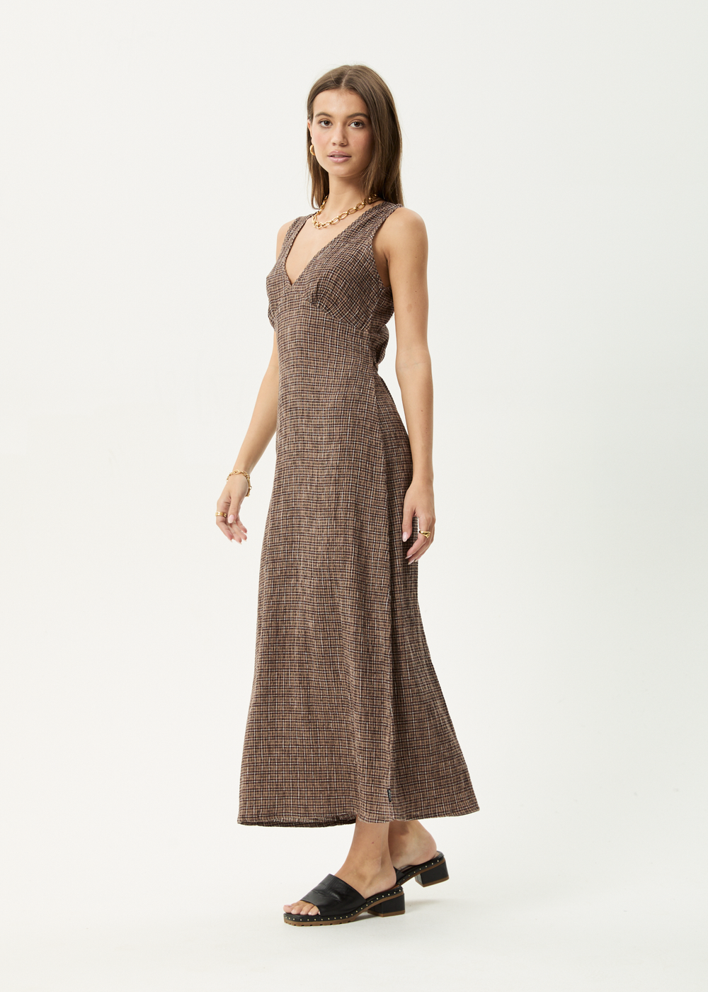Womens Seersucker Maxi Dress Tully - Hometown Coffee - AFENDS