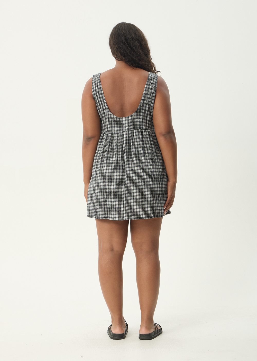 Womens Seersucker Mini Dress Jesse - Steel Check - AFENDS