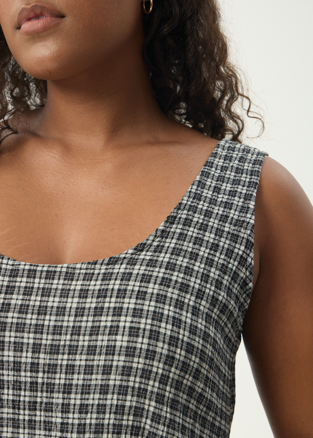 Womens Seersucker Mini Dress Jesse - Steel Check - AFENDS