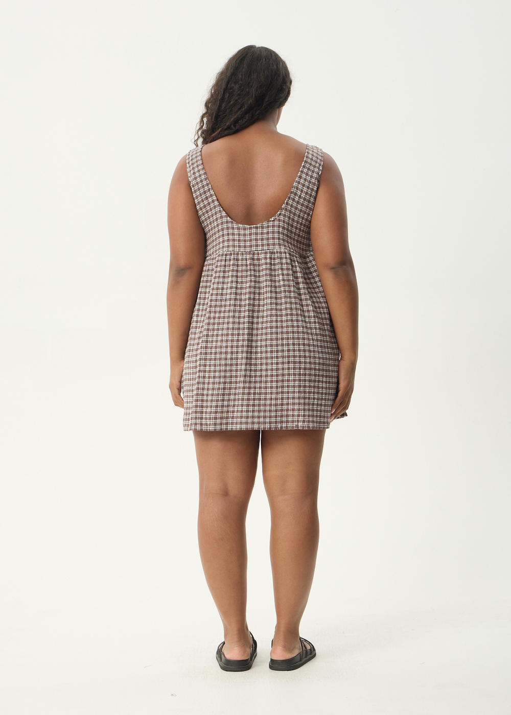 Womens Seersucker Mini Dress Jesse - Coffee Check - AFENDS