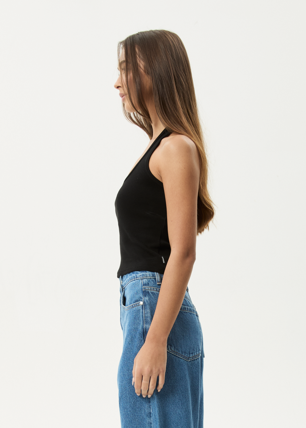 Womens Rib Halter Basis - Black - AFENDS