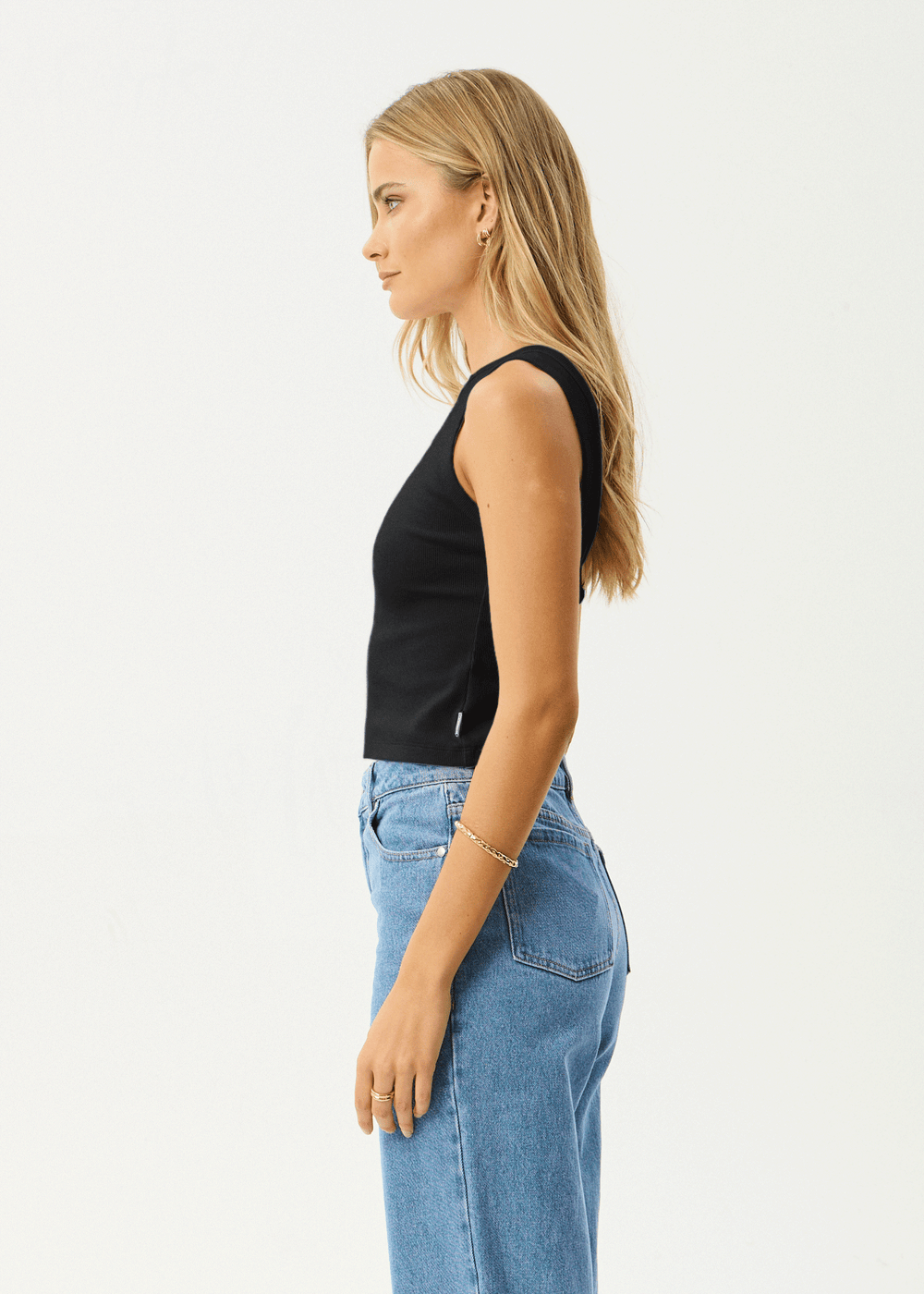 Womens Rib Singlet Charlie - Black - AFENDS
