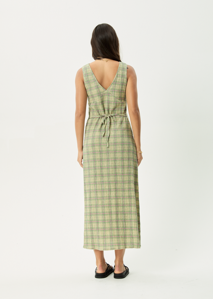 Tully Seersucker Maxi Dress – Green Check