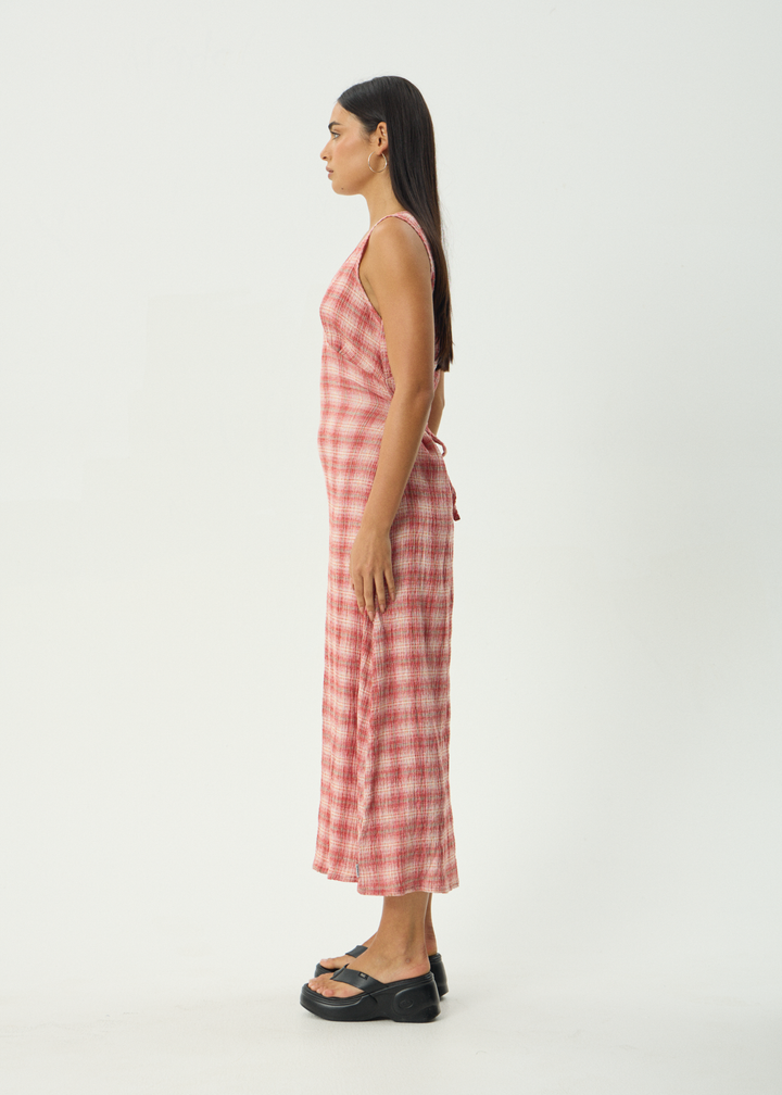 Tully Seersucker Maxi Dress – Red Check