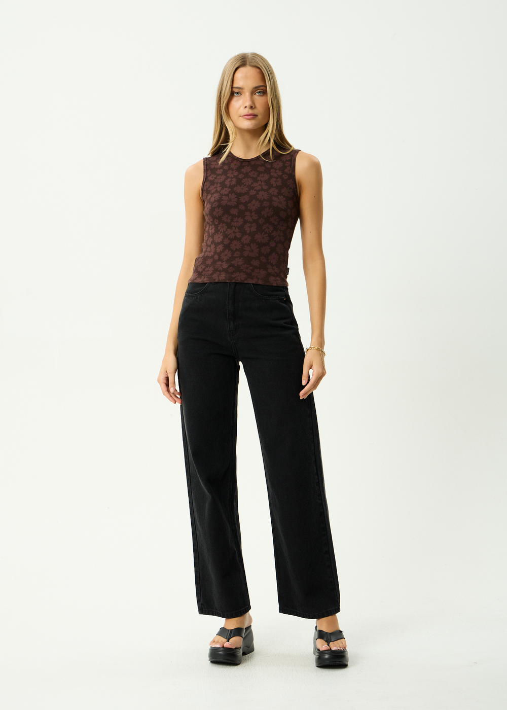 Womens Tank Astoria - Chocolate - AFENDS