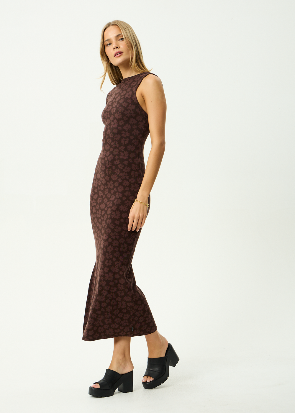 Womens Maxi Dress Astoria - Chocolate - AFENDS