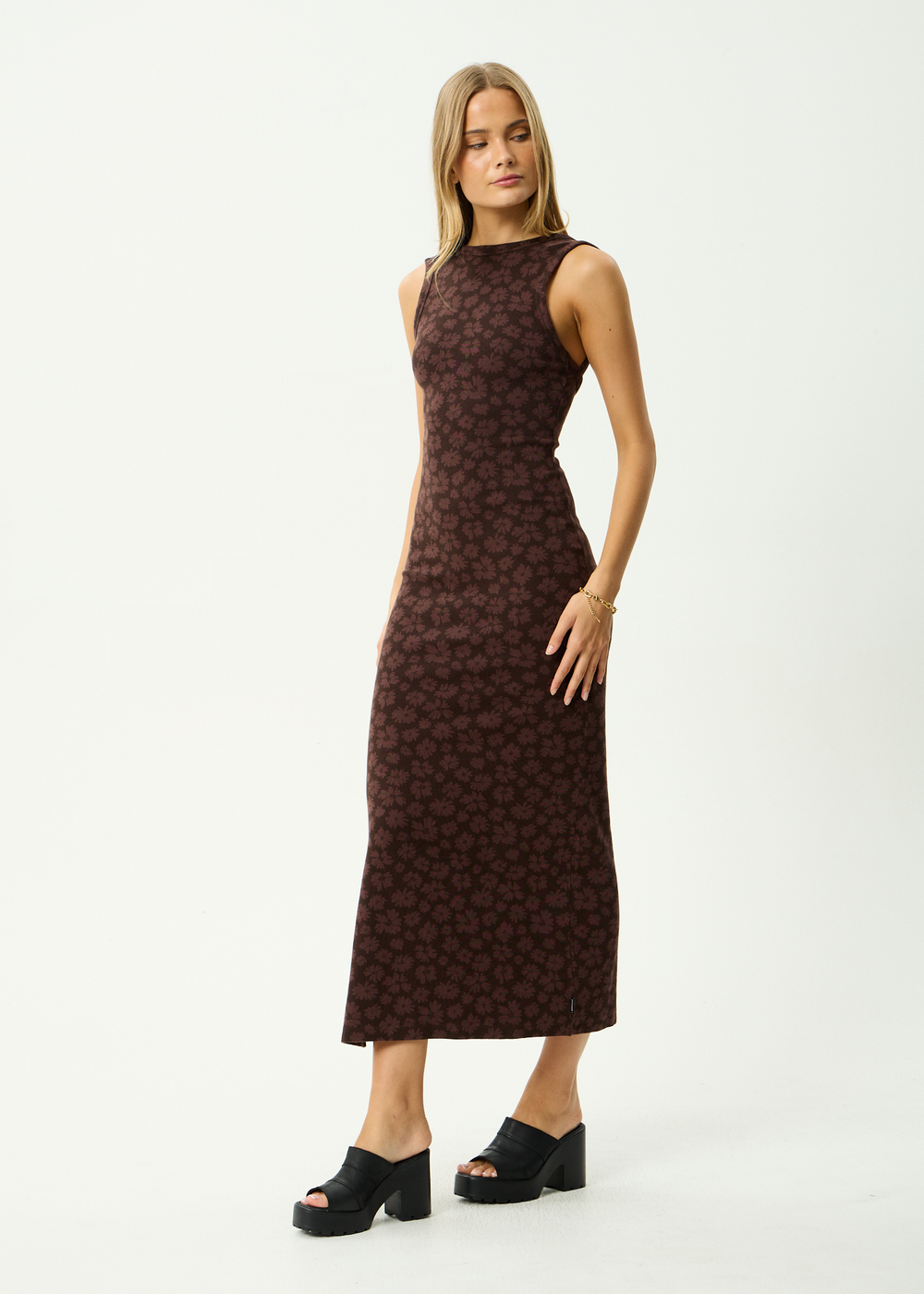 Womens Maxi Dress Astoria - Chocolate - AFENDS
