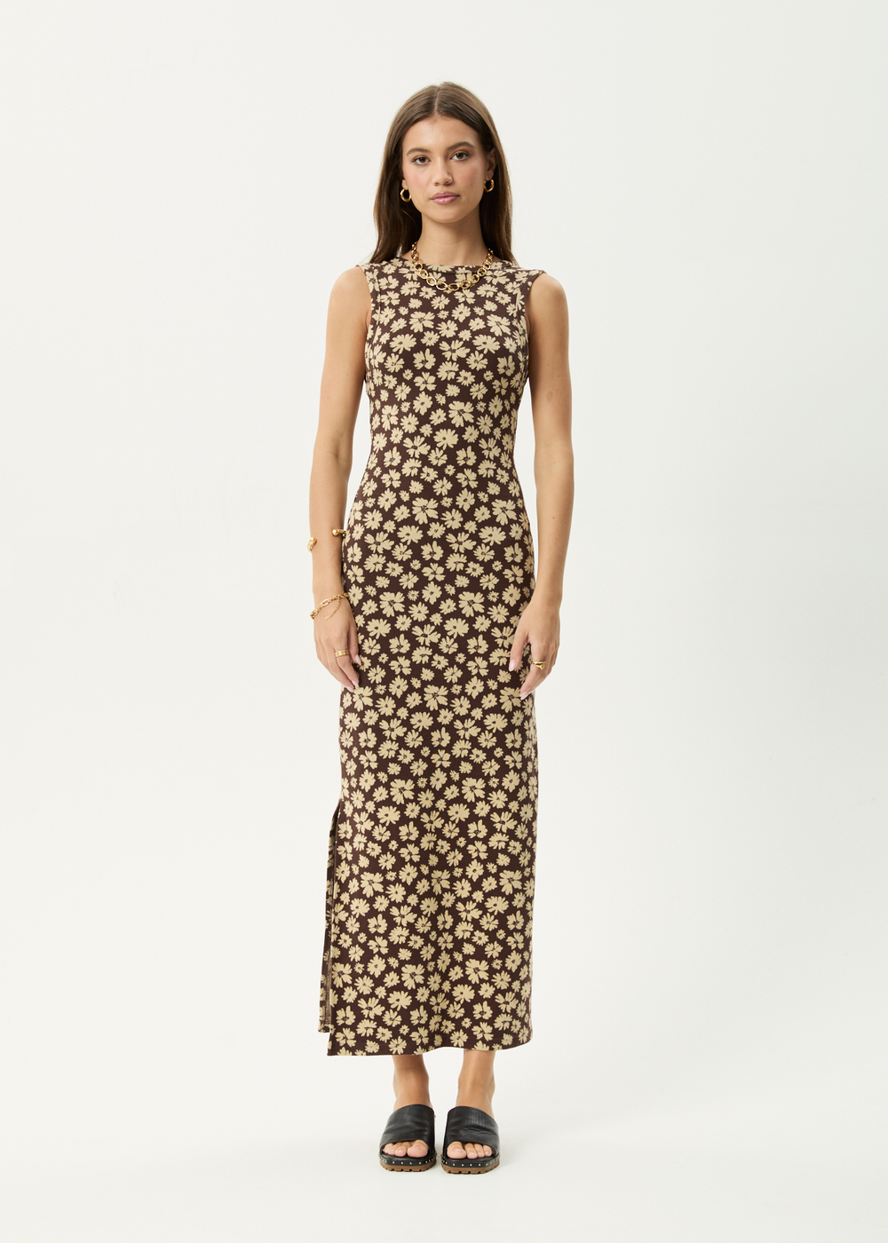 Womens Maxi Dress Astoria - Coffee - AFENDS