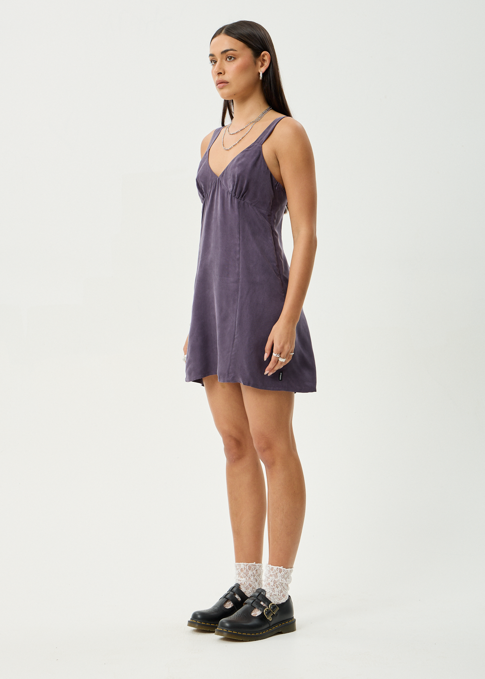 Womens Cupro Mini Dress Gerry - Aubergine - AFENDS