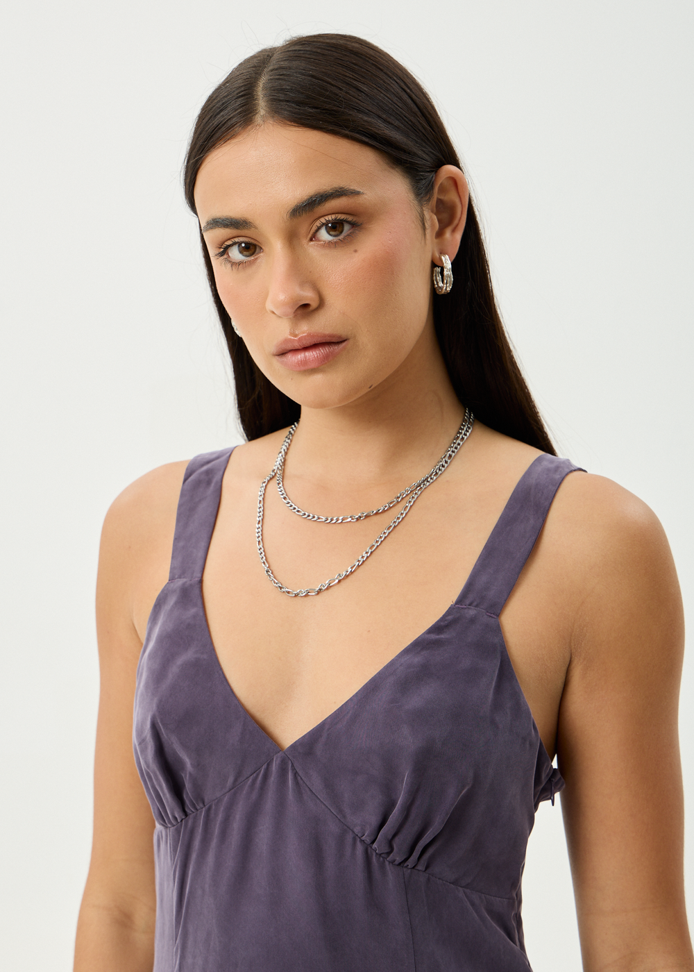 Womens Cupro Mini Dress Gerry - Aubergine - AFENDS