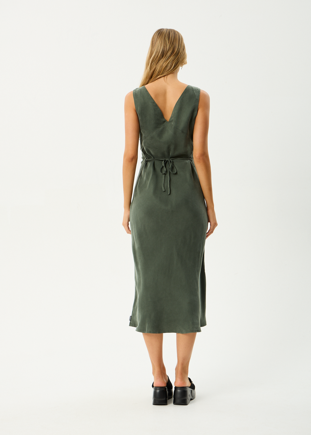 Womens Cupro Maxi Dress Gia - Deep Green - AFENDS